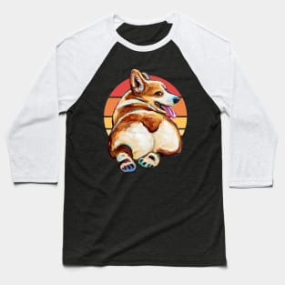 Retro Sunset Corgi Butt by Robert Phelps Baseball T-Shirt